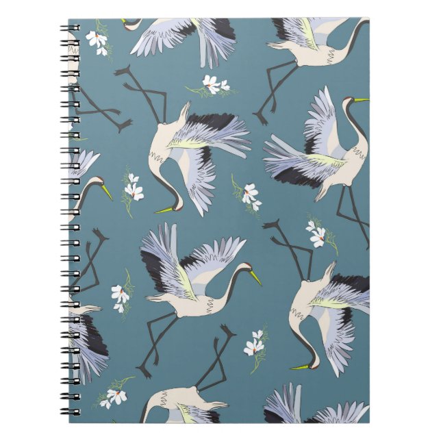 Carnet Motif de grue, illustration Flying Bird. (Devant)