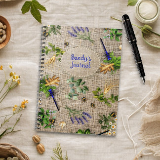 Carnet Motif de jardin d'herbes personnalisé d'été