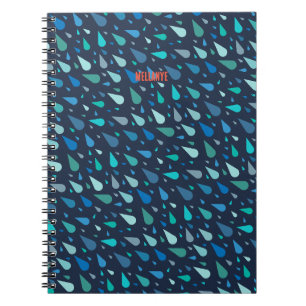 Carnet Motif de jour pluvieux avec gouttes bleues