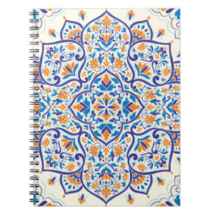 Carnet Motif de luxe Orange Blue Ornament