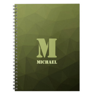 Carnet Motif de maille géométrique olive vert armée Monog