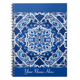 Carnet Motif de mosaïque en Indigo et Cobalt Blue