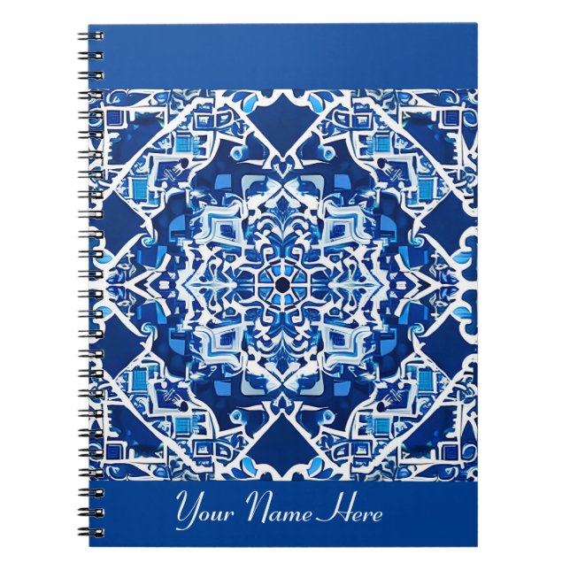 Carnet Motif de mosaïque en Indigo et Cobalt Blue (Devant)
