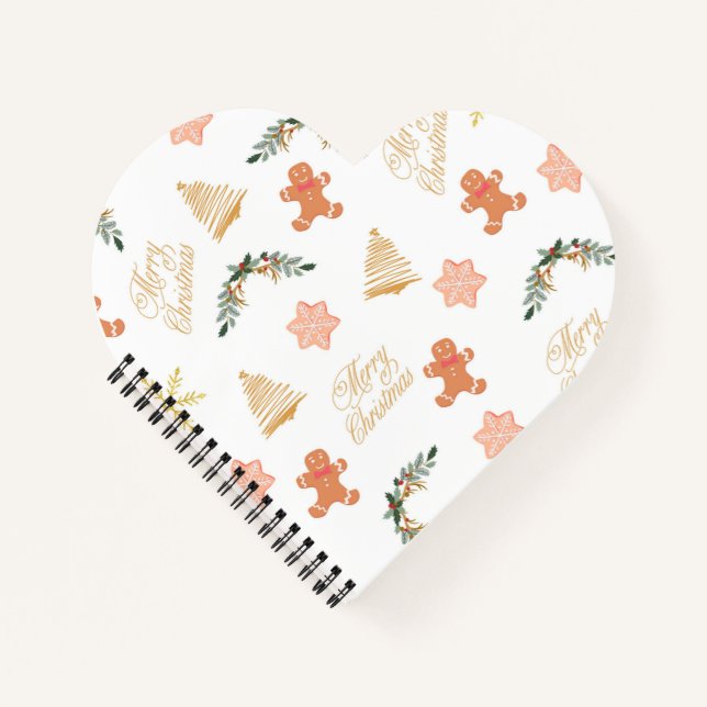 Carnet motif de noël avec biscuits d'arbre de noël (Devant)