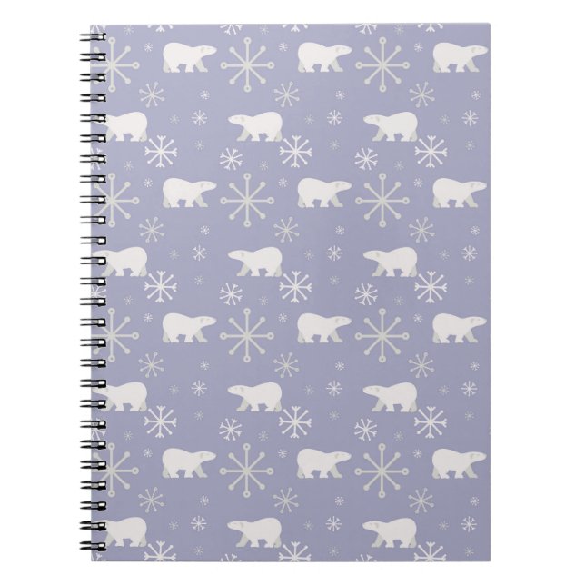Carnet Motif de Noël avec ours polaires et flocons de nei (Devant)