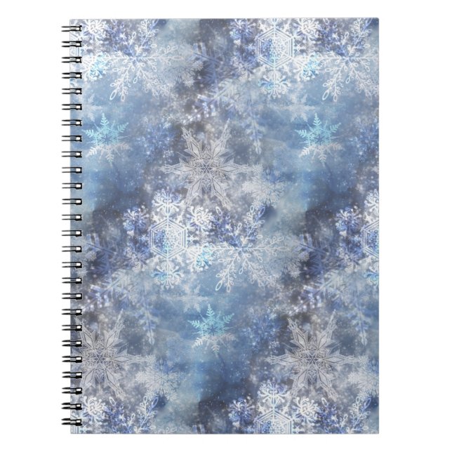 Carnet Motif de Noël bleu texturé de glace et de neige (Devant)