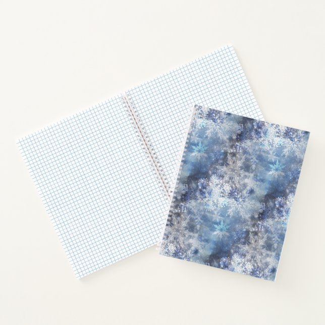 Carnet Motif de Noël bleu texturé de glace et de neige (Intérieur)