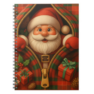 Carnet Motif de Noël du Père Noël à carreaux