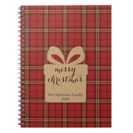 Carnet Motif de Noël Rouge Plaid -