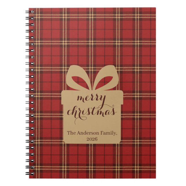 Carnet Motif de Noël Rouge Plaid - (Devant)