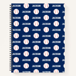 Carnet Motif de nom de baseball bleu marine