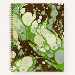 Carnet Motif de papier marbre vert de Suminagashi
