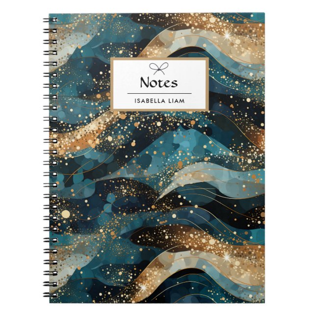 Carnet Motif de Parties scintillant d'hiver Abstrait bleu (Devant)