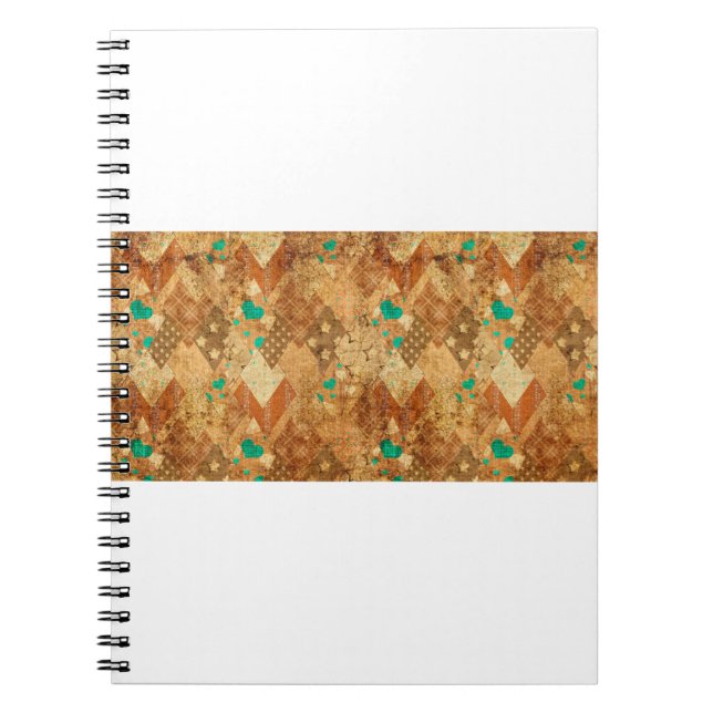 Carnet Motif de patchwork de grunge Brown avec étoiles et (Devant)