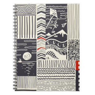 Carnet Motif de patchwork sans couture de doodles abstrai