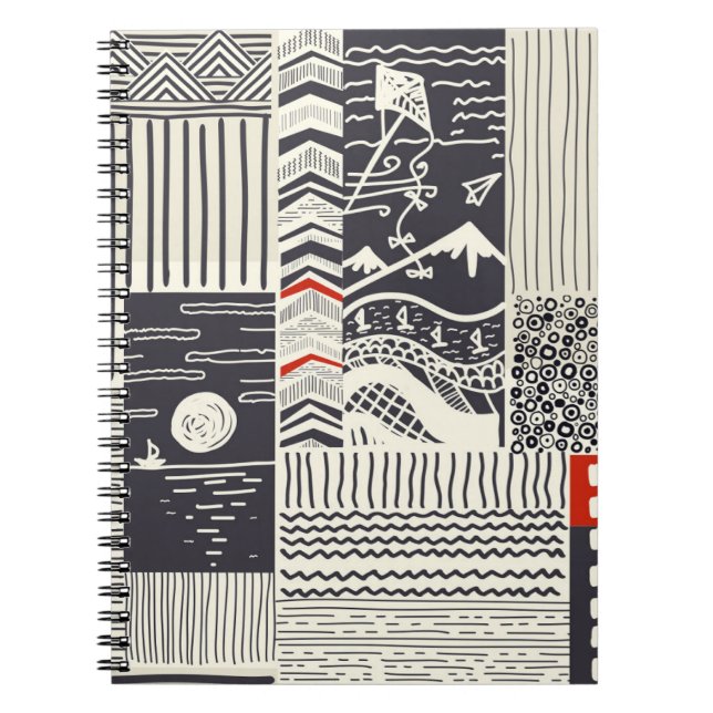 Carnet Motif de patchwork sans couture de doodles abstrai (Devant)