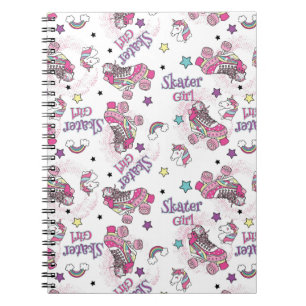Carnet Motif de patin à roulettes licorne fille skateuse