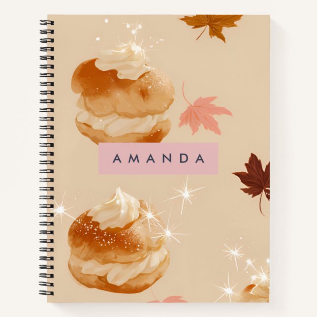 Carnet Motif de pâtisserie Pastel Cream Puff personnalisé (Devant)