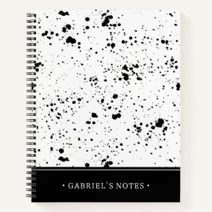 Carnet Motif de peinture noire Ajouter Votre Nom