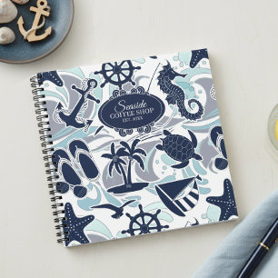 Carnet Motif de plage nautique Navy ID839