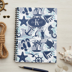 Carnet Motif de plage nautique Navy ID839