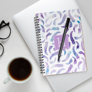 Carnet Motif de plumes d'aquarelle violet