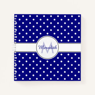 Carnet Motif de point de Polka bleu marine