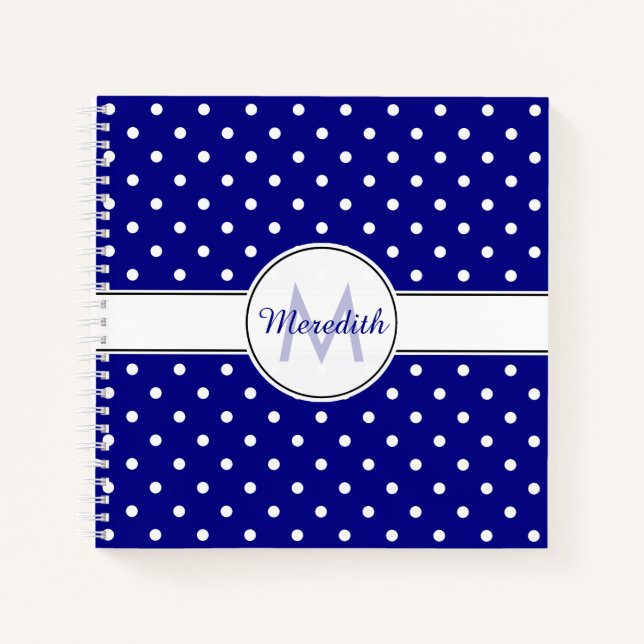 Carnet Motif de point de Polka bleu marine (Devant)