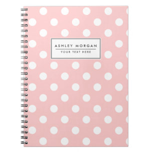Carnet Motif de point rose et blanc de polka