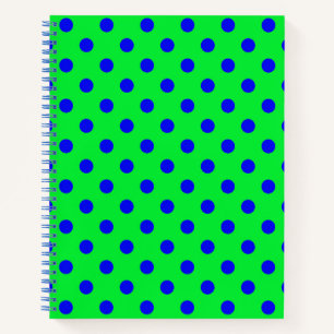 Carnet Motif de pois en bleu sur fond vert