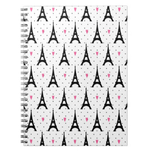 Carnet Motif de pois et de coeurs de Tour Eiffel