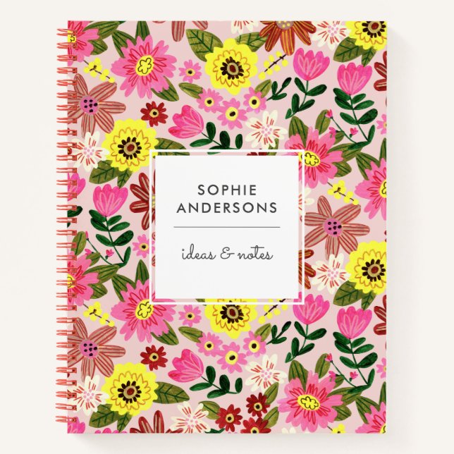 Carnet Motif de printemps de pâques rose moderne margueri (Devant)