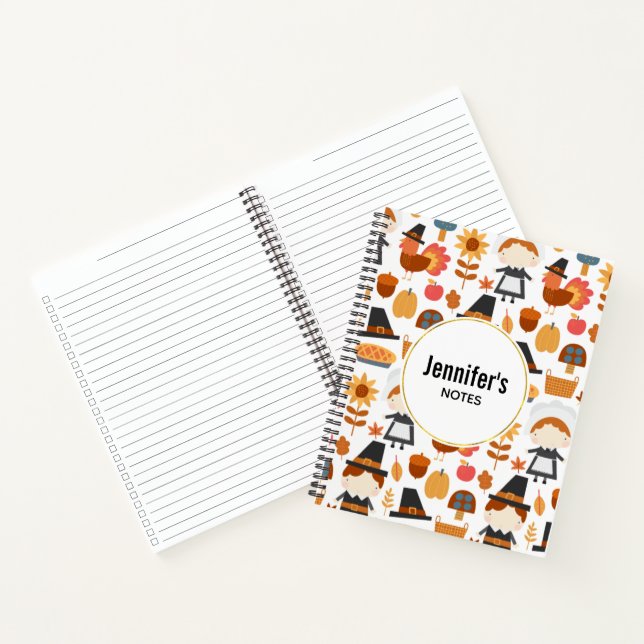 Carnet Motif de récolte de pèlerins d'action de grâce (Intérieur)