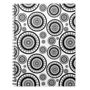 Carnet Motif de roue répétitive noir et blanc