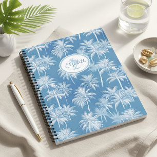 Carnet Motif de silhouette de palmier hawaïen bleu ID1093