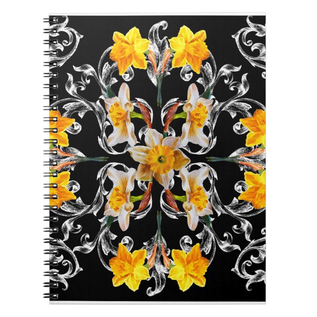 Carnet Motif de style baroque avec fleurs narcisse sur (Devant)