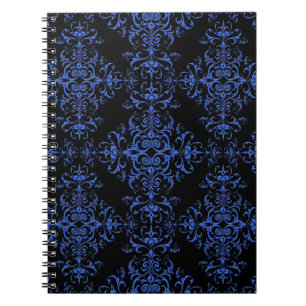 Carnet Motif de style damassé bleu et noir élégant