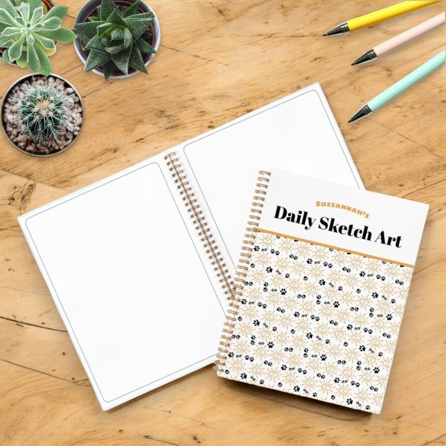 Carnet Motif de Sun Paws amusant à main orange (cover and inside page style selection)