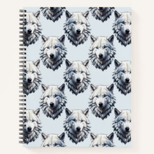 Carnet Motif de tête de loup blanc - Blanc