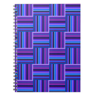 Carnet Motif de tissage à rayures bleues et violettes