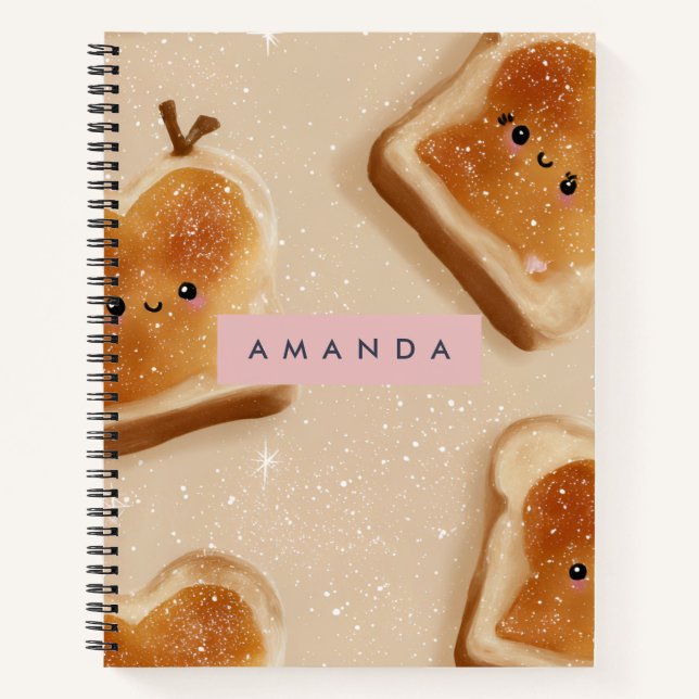 Carnet Motif de toast Cute Kawaii personnalisé (Devant)