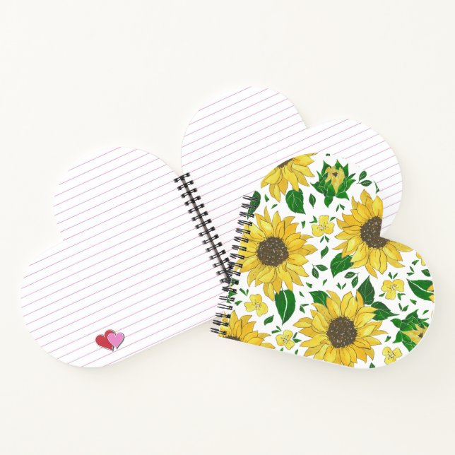 Carnet Motif de tournesol à l'aquarelle  (Intérieur)