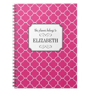 Carnet Motif de trèfle Quatrefoil wedding planner rose ch