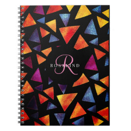 Carnet Motif de triangles colorés élégants avec monogramm