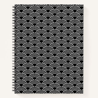 Carnet Motif de vague Seigaiha japonais classique monochr