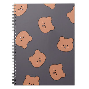 Carnet Motif de visage d'ours en peluche marron foncé ble