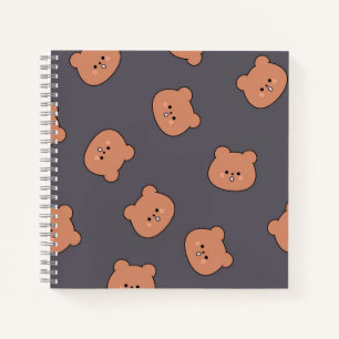 Carnet Motif de visage d'ours en peluche marron mignon bl