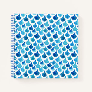 Carnet Motif d'échelle d'aquarelle bleue