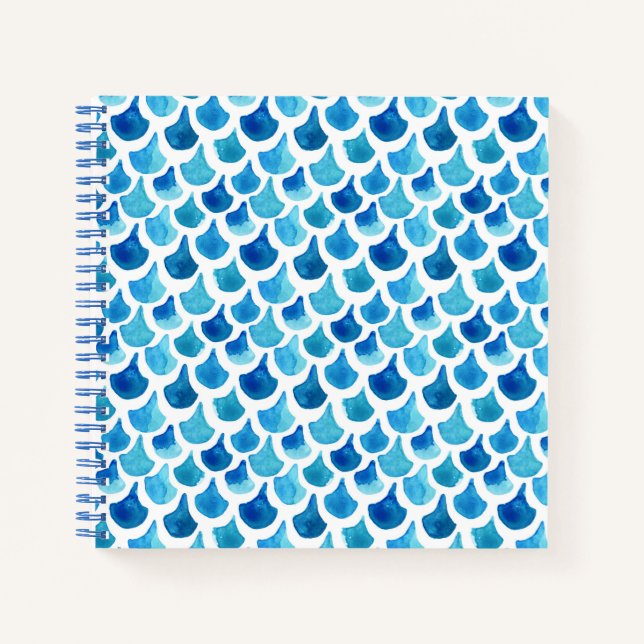 Carnet Motif d'échelle d'aquarelle bleue (Devant)