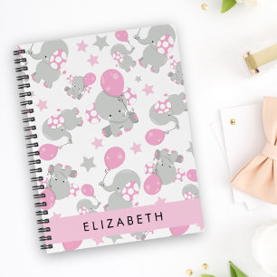 Carnet Motif D'Eléphants, Eléphants Mignons, Votre Nom